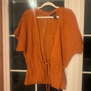 Apostrophe Vibrant Orange Tie-Front Knit Sweater